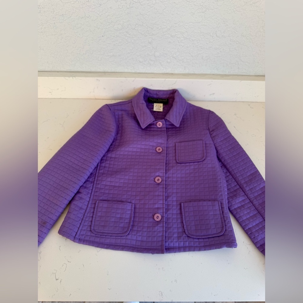 Harvé Benard by Bernard Holtzman Purple Quilted Jacket Petite 6P Vintage